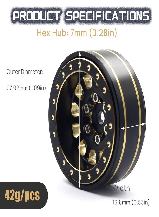 HOPLEX 1.0 Plus Brass Beadlock Wheels RC Wheel Rim Set 42g/pcs 6-Spoke Rims for TRX4M Axial SCX24 FMS FCX24 1/18 1/24 RC Crawler Car Upgrade Accessories - Image 5